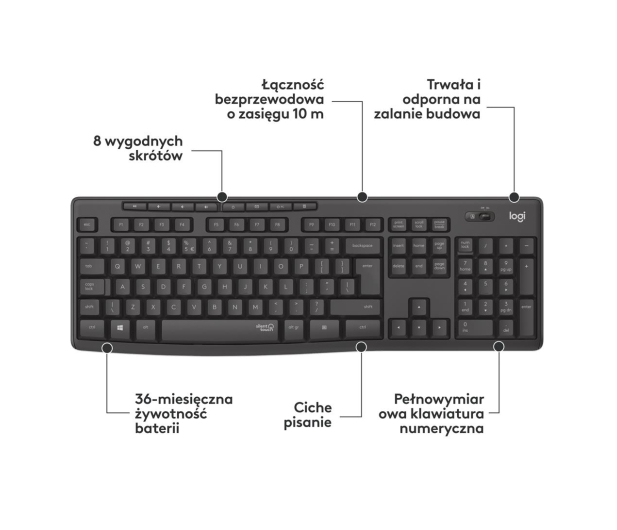 Logitech MK295 Silent Wireless grafitowy - 595519 - zdjęcie 10